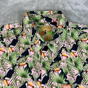 Dixxon Shirt Mens 2XL Toucan Do It Hawaiian Short Sleeve Button Up Pink